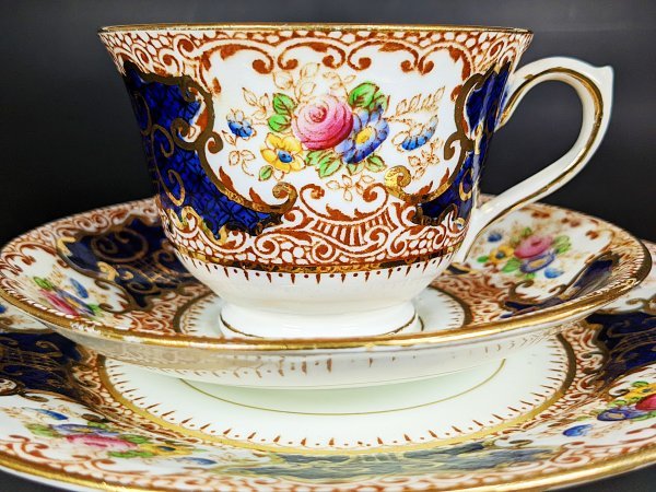 デミタス 金彩 花柄 コバルト ROYAL WORCESTER ロイヤルウースター