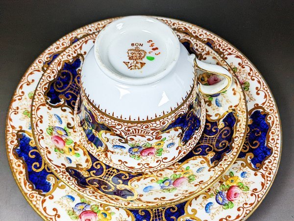 デミタス 金彩 花柄 コバルト ROYAL WORCESTER ロイヤルウースター