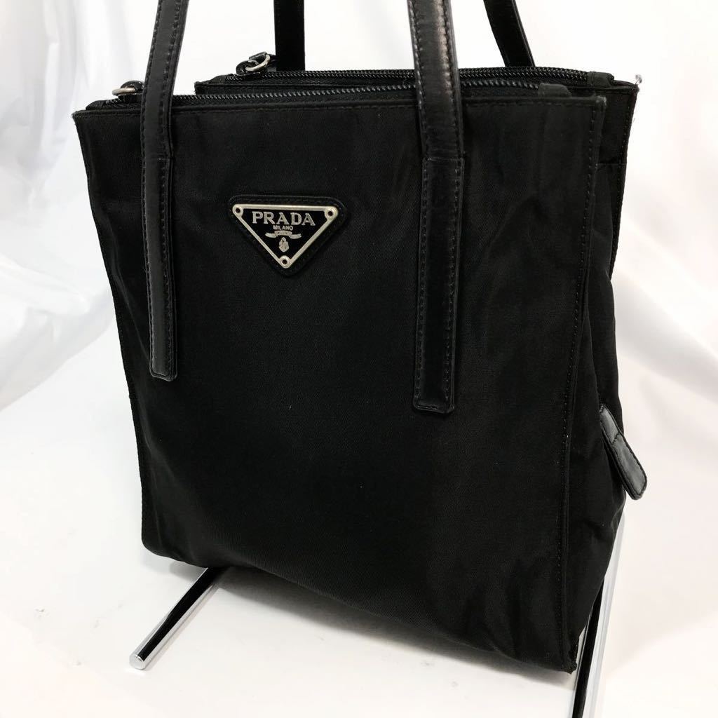 プラダ ナイロンレザーミニハンドバック【極美品】 PRADA ナイロン 美 