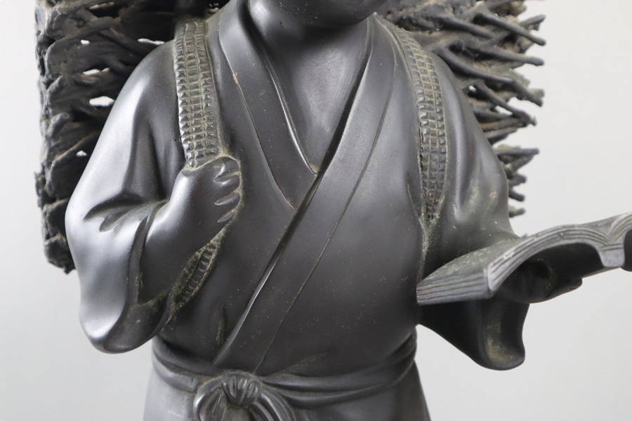 時代金工 光山作 銅製 二宮金次郎像 高63cm 重15kg 銅造二宮尊徳像 