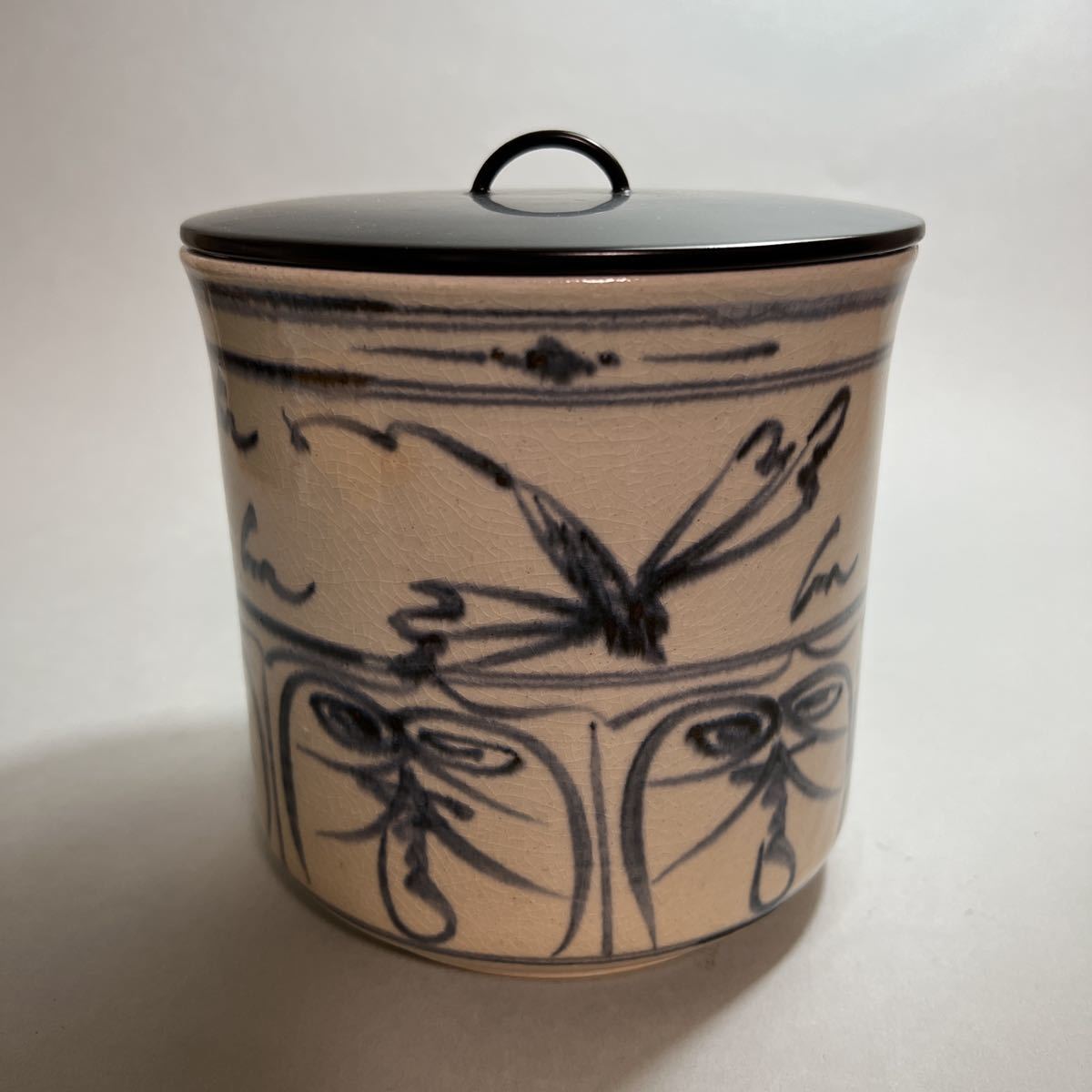 萬古焼 山本太仙 染付 蜻蛉 安南水指 共箱 茶道具