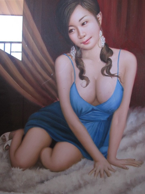 肉筆：作者不詳：油彩画：美人画 肉筆 油絵 不詳⁄⁄作者不詳⁄美人