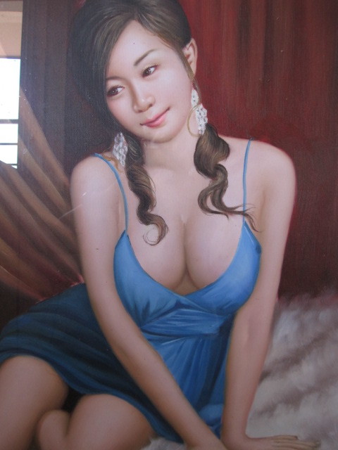 肉筆：作者不詳：油彩画：美人画 肉筆 油絵 不詳⁄⁄作者不詳⁄美人