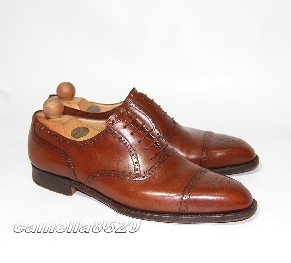 VASS ヴァーシュ メダリオンキャップトゥ オックスフォード ブラウン カーフ 10 サイズ 約28～28.5cm 中古 美品 シューツリー付き