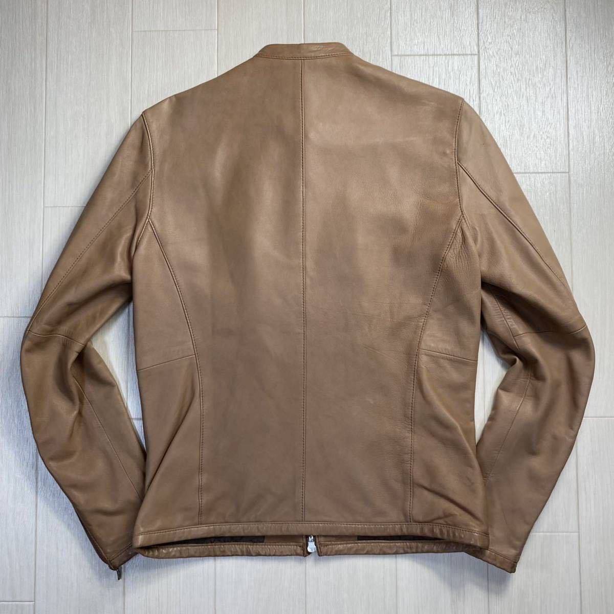 ビームス/BEAMS】羊革 ラムスキン レザージャケット 細身 ナチュラル