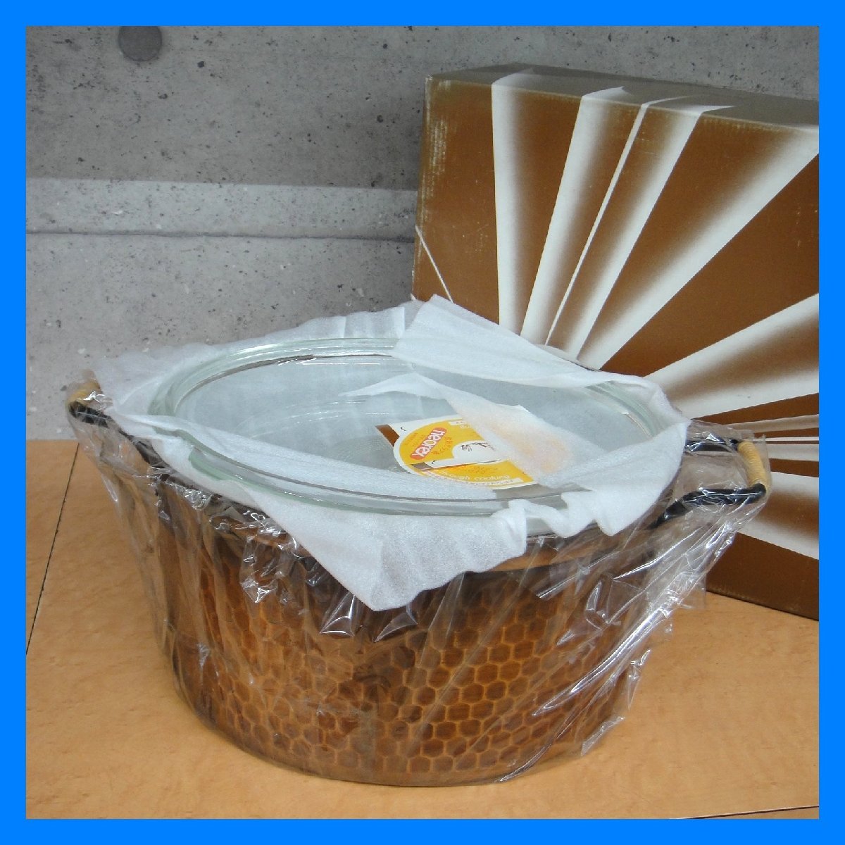 未使用品 アモール 純銅萬代鍋 27cm 両手鍋 7.4L フタ付 銅鍋 AMOR 