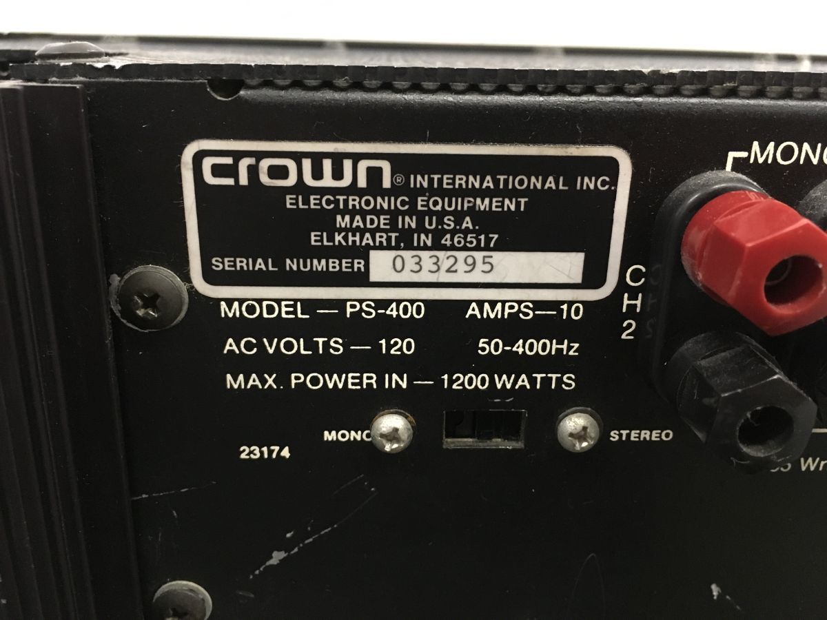 A253-I30-3438 Crown クラウン パワーアンプ PS-400 オーディオ機器 約