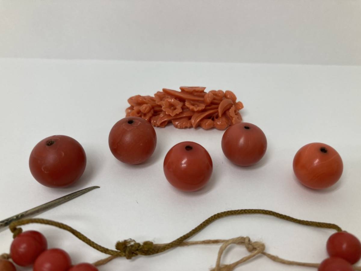1円～ 和装小物 コーラル 珊瑚 サンゴ 珊瑚玉 帯留め/帯飾り/ブローチ  