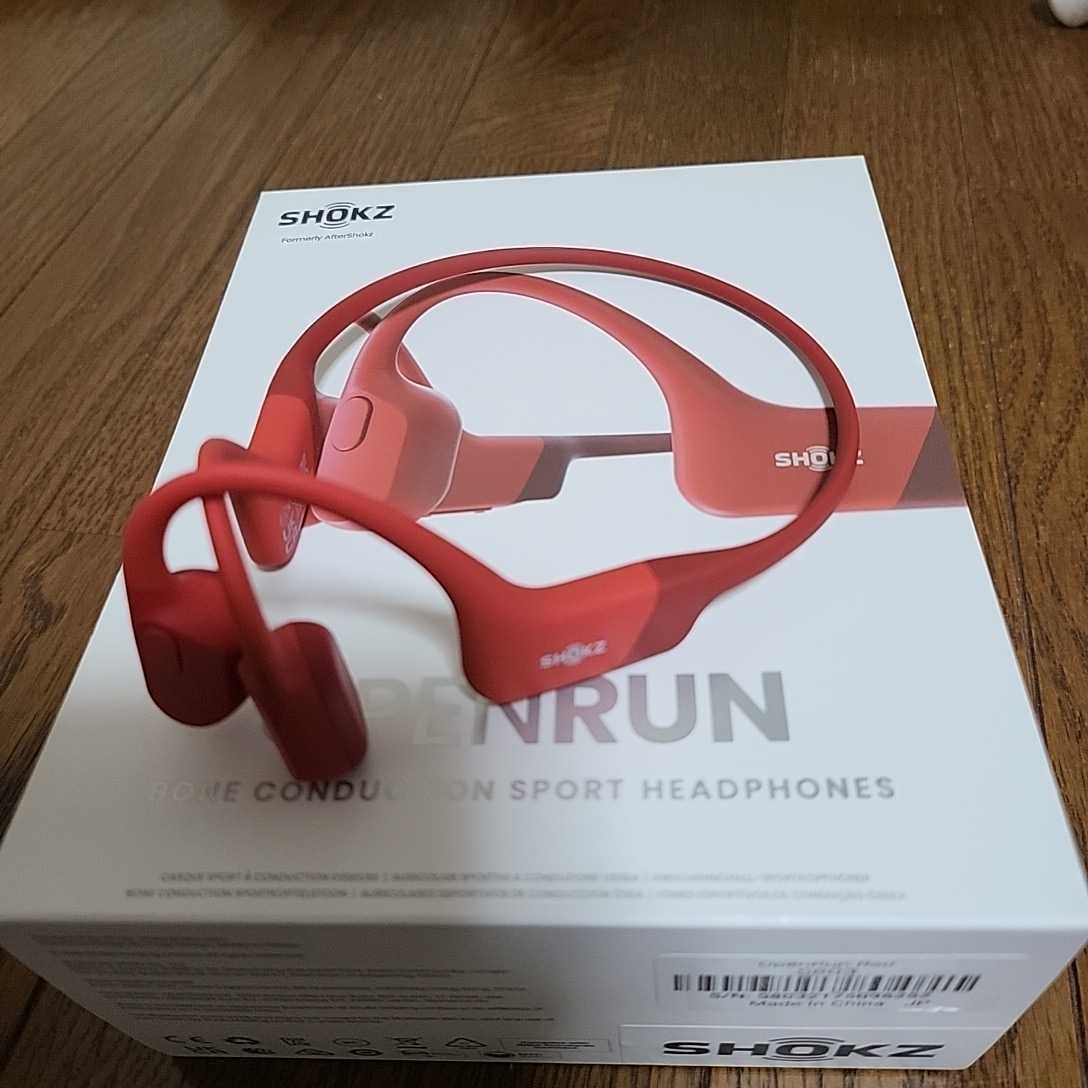 SHOKZ OPENRUN RED 骨伝導ワイヤレスイヤフォン 使用僅か美品 OpenRun