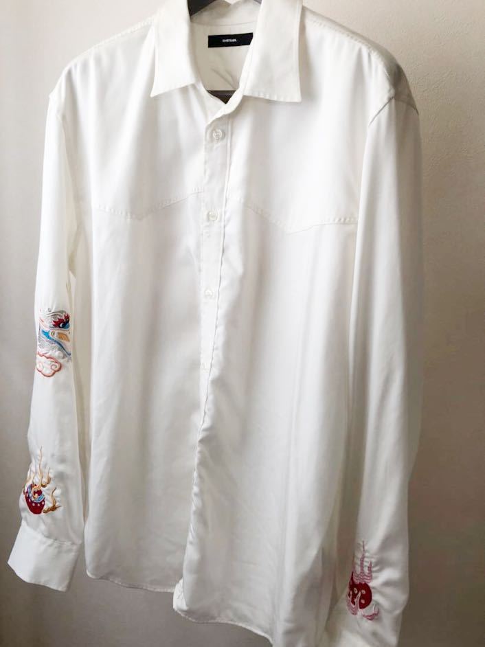 DIESEL ディーゼル 白刺繍ジャケット　シャツ　ビッグシルエット
