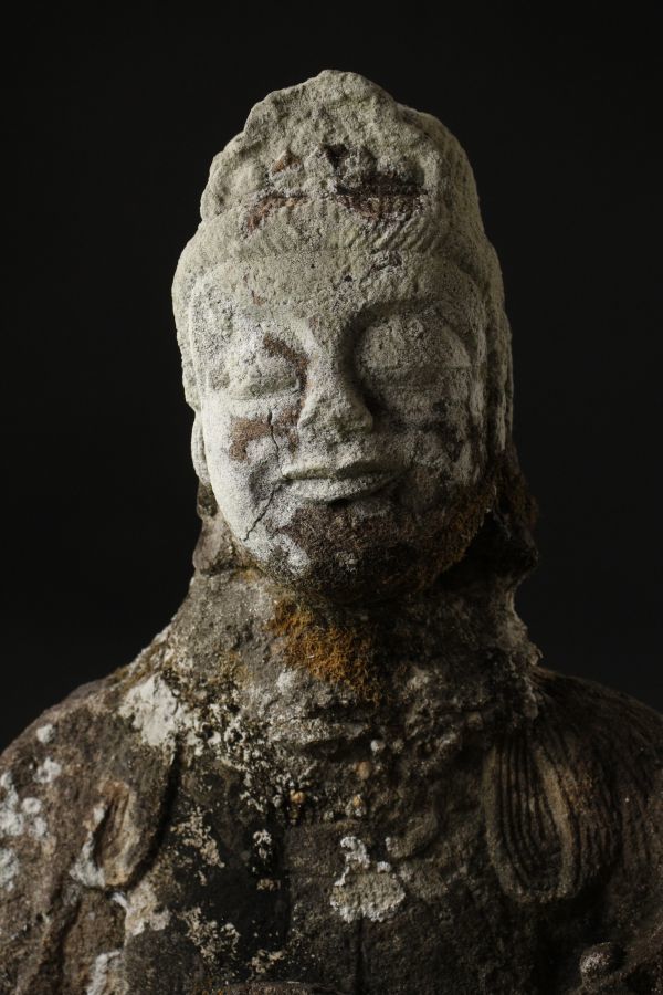 LIG】鎌倉～室町時代 時代石仏 弁財天像 特大50㎝ 32.4kg 時代仏教美術