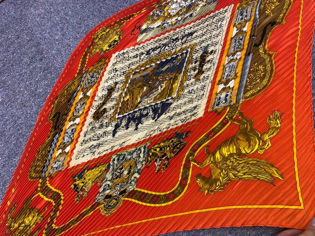 エルメス HERMES カレ90 プリーツスカーフ シルク プリーツ スカーフ L 