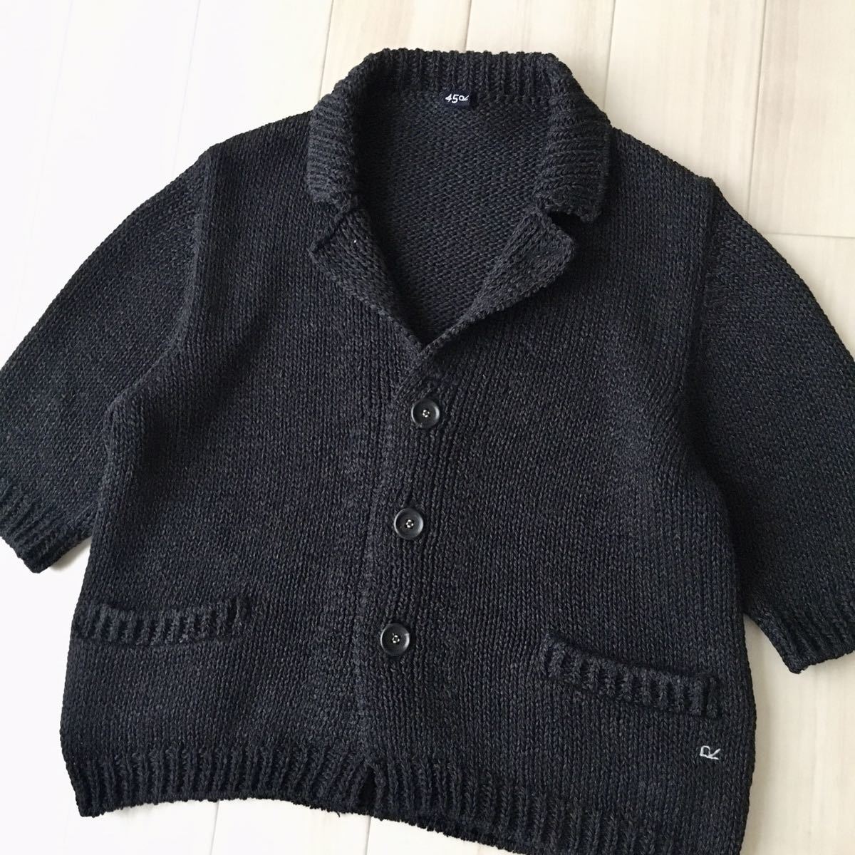 美品】 45R コットン ローゲージ ニット 半袖 ジャケット 2 日本製 春 