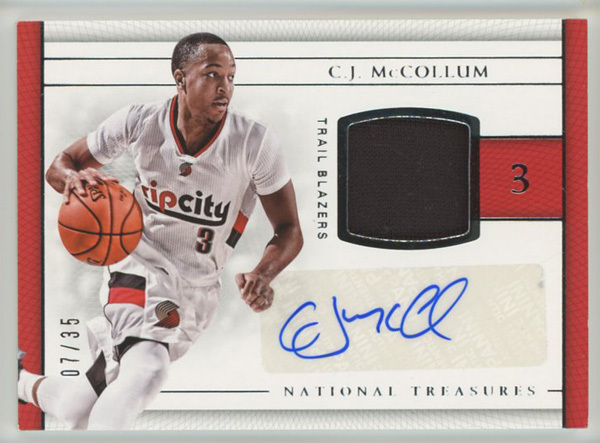 C.J. McCollum】2016-17 Panini National Treasures Auto Jersey 直筆