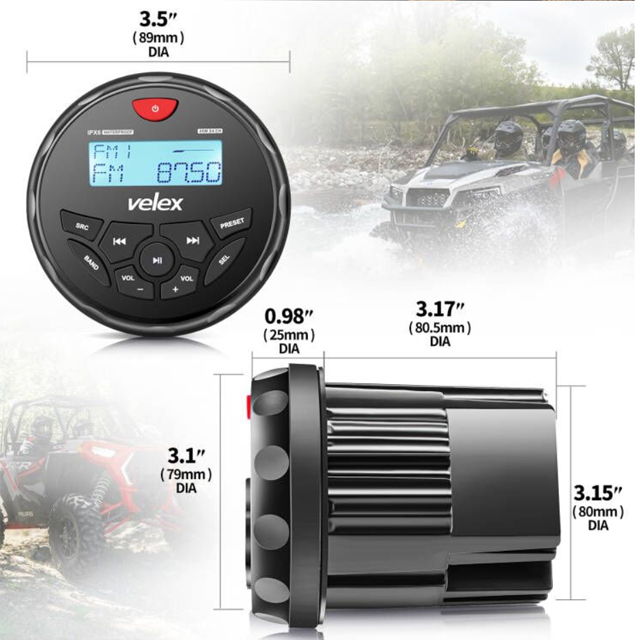 ☆国内在庫☆velex 防水オーディオ mp3 USB バイク 180W Bluetooth