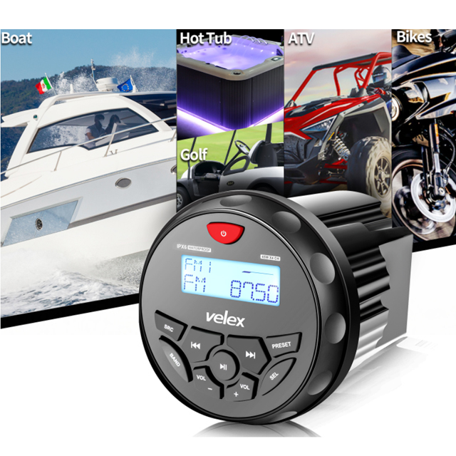 ☆国内在庫☆velex 防水オーディオ mp3 USB バイク 180W Bluetooth