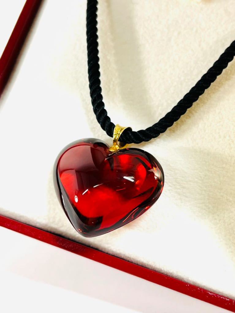◇1円☆ 良品 Baccarat バカラ ハートネックレス☆バカラ ネックレス