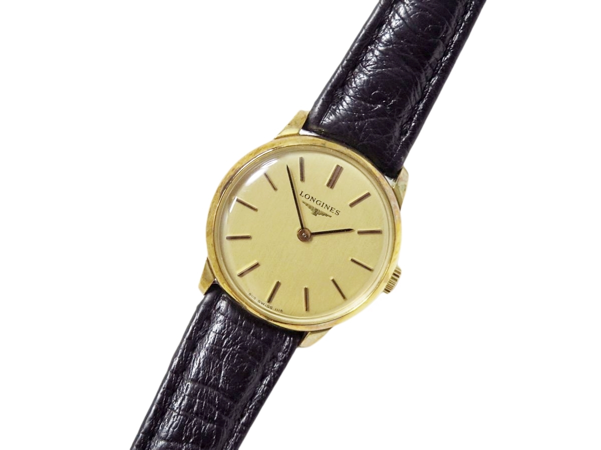 稼働品】LONGINES ロンジン ヴィンテージ 手巻き 腕時計 2針 ゴールド 