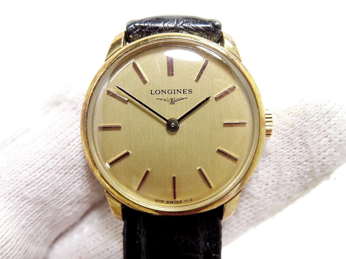 稼働品】LONGINES ロンジン ヴィンテージ 手巻き 腕時計 2針 ゴールド 