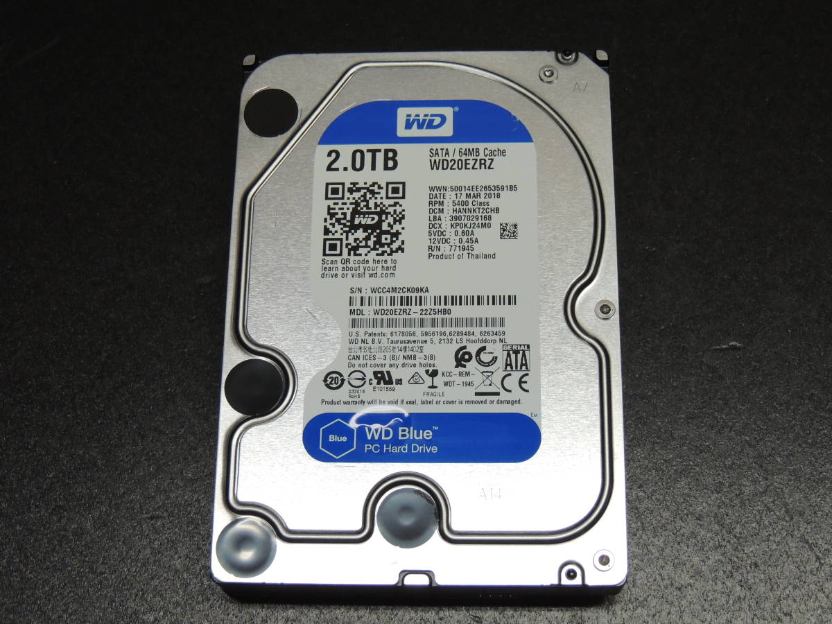 人気定番，高品質 /検品済み WD 2TB HDD WD20EZRZ 使用5583時間 管理:k-48(2TB～)｜売買されたオークション情報、yahooの商品情報をアーカイブ公開 - オークファン 3.5 SerialATA