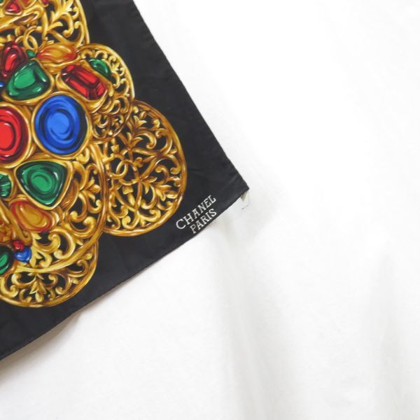 CHANEL ビジュー柄 大判 シルク スカーフ/シャネル 0902 シャネル