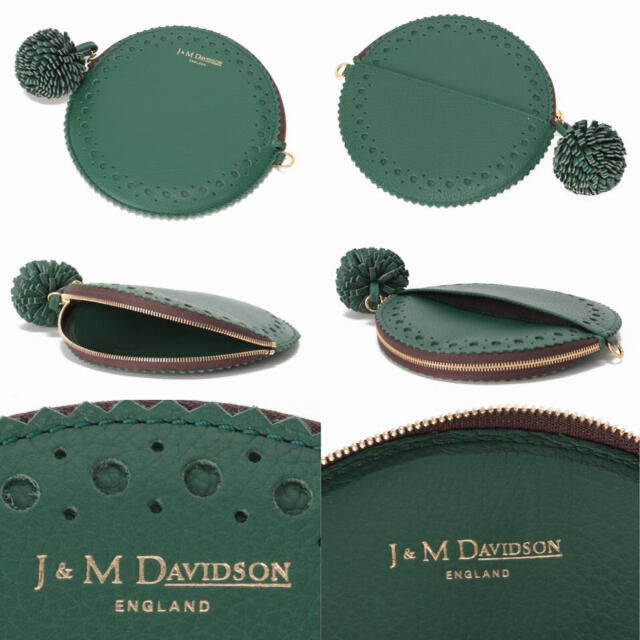 新品☆J&M DAVIDSON 財布 サークルポンポンパース グリーン(女性用 