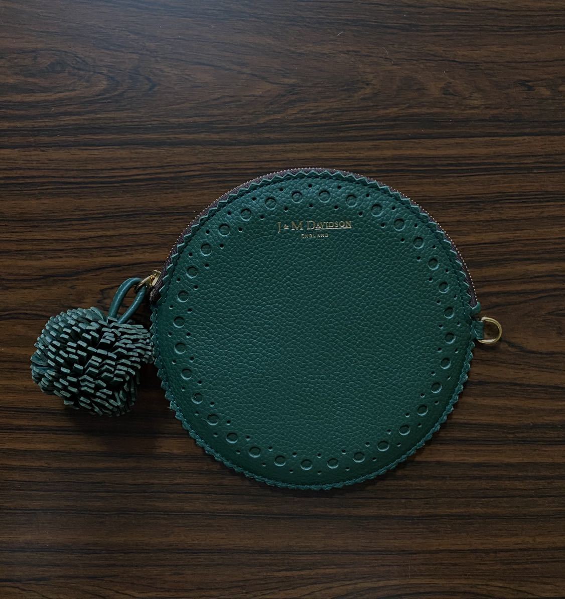 新品☆J&M DAVIDSON 財布 サークルポンポンパース グリーン(女性用 