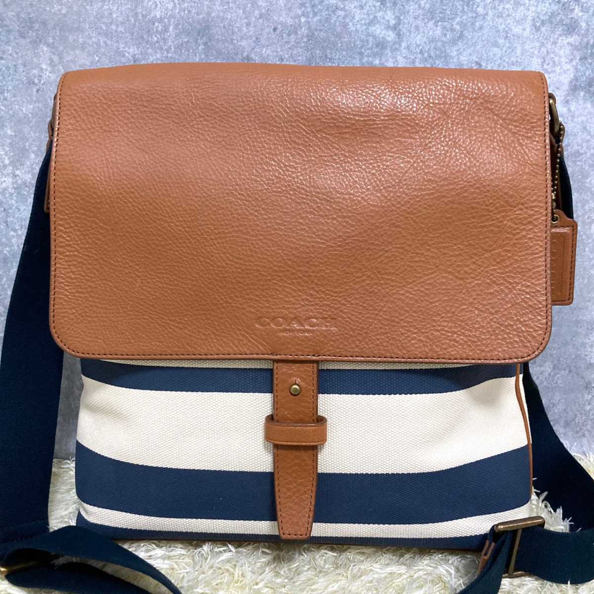 1円 □極美品□ COACH コーチ F13066 シグネチャー キャンバス×レザー 