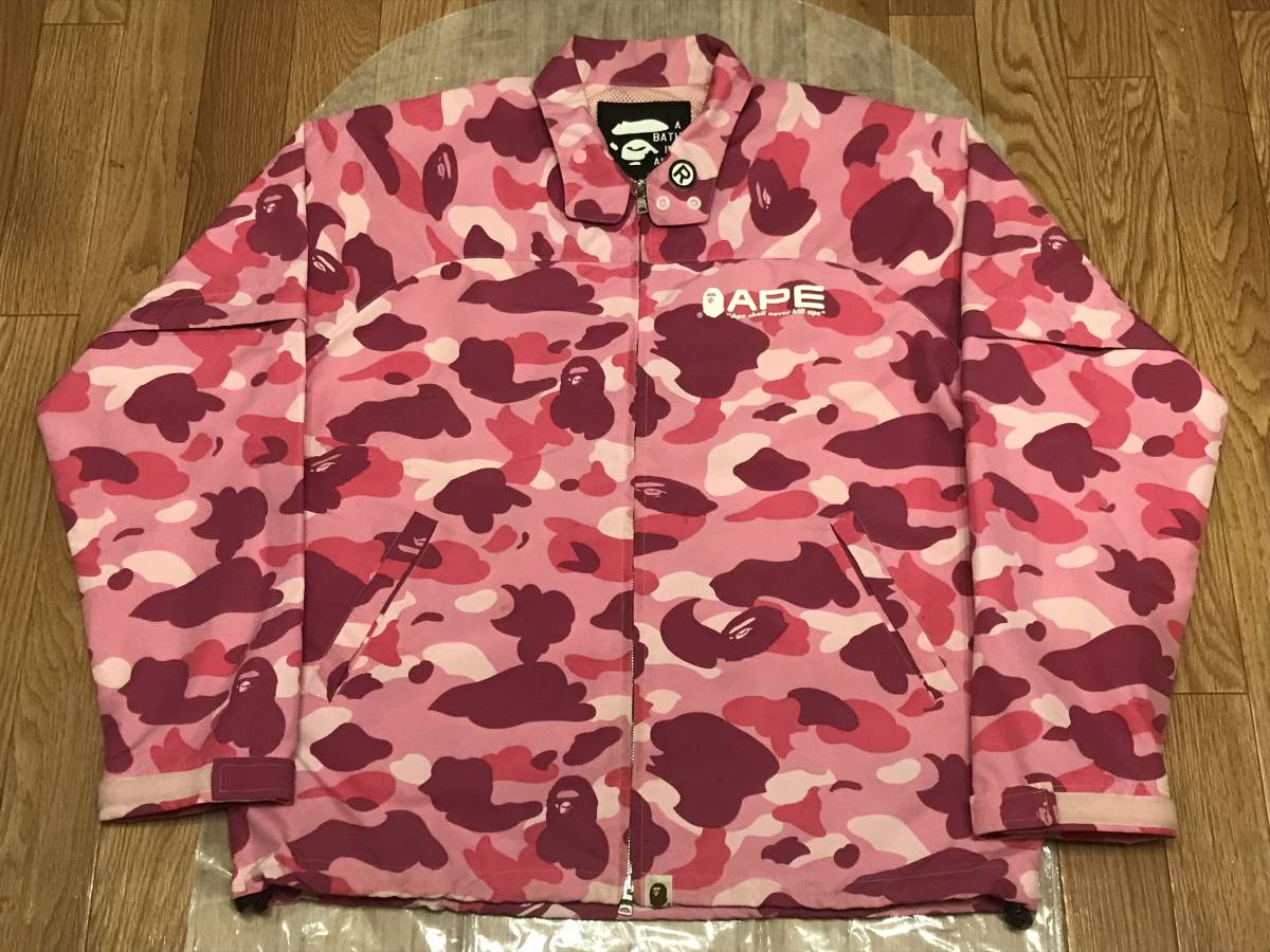 【お得，低価】 A BATHING APE アベイシングエイプ camo ピンク カモ 猿迷彩 ナイロンジャケット size M(ジャンパー、ブルゾン)｜売買されたオークション情報、yahooの商品情報をアーカイブ公開 - オークファン 男性用