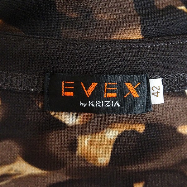 #snc エヴェックス バイ クリツィア EVEX byKRIZIA チュニック 42 茶 カットソー 半袖 シースルー 総柄 大きいサイズ ...