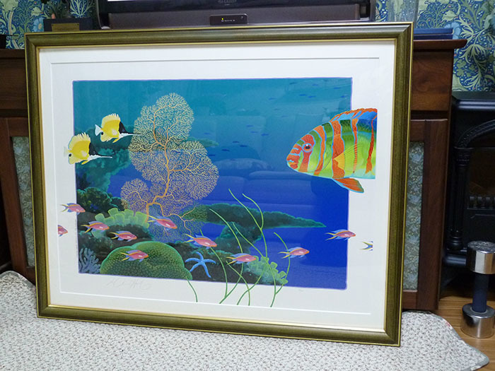 希少 ジョアンフック Joan Hook 版画 海中風景 サイン入 額装 ジョアンフック ジョアン・フック 希少 額装 海中風景 版画 Hook Joan