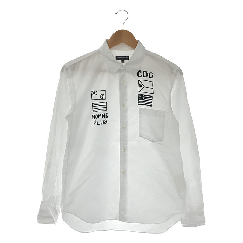 COMME des GARCONS HOMME PLUS / コムデギャルソンオムプリュス | 国旗 ロゴプリント コットン シャツ | XS |