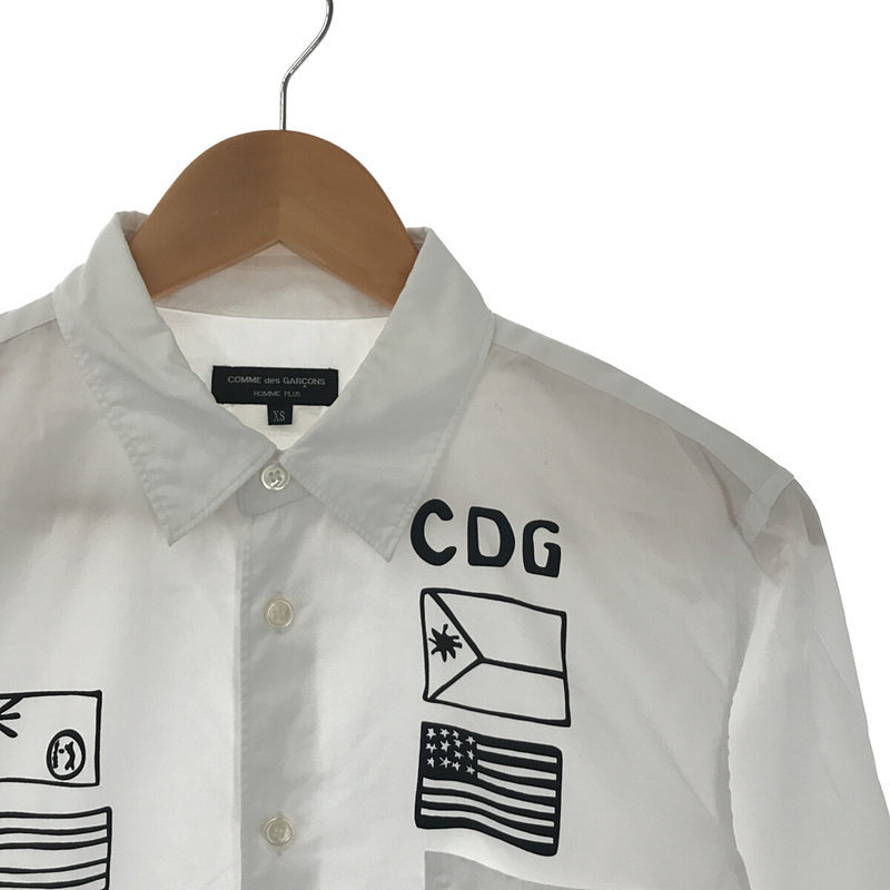 COMME des GARCONS HOMME PLUS / コムデギャルソンオムプリュス | 国旗 ロゴプリント コットン シャツ | XS | des COMME Homme Button Up SS23