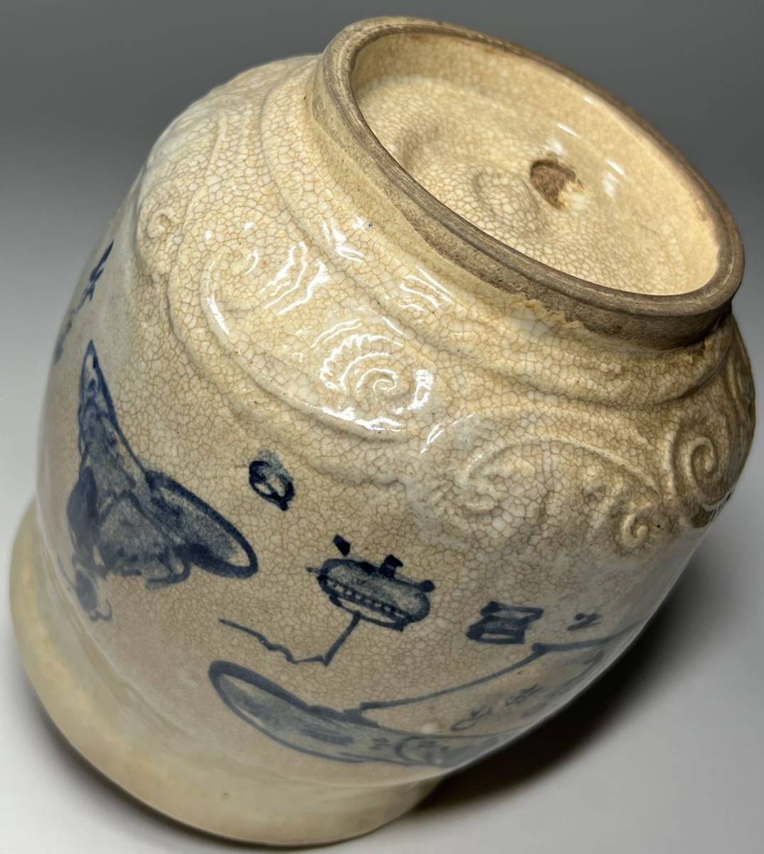煎茶道具 青木木米 聾米造 象嵌雲鶴文 茶巾筒 時代箱 M R4301 煎茶具