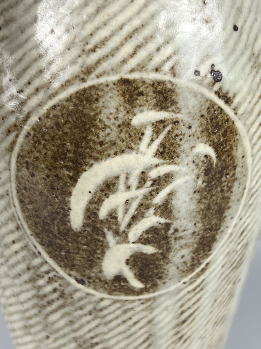 益子焼 人間国宝 島岡達三 象嵌 方壷 角壷 花入 花瓶 花器 美品