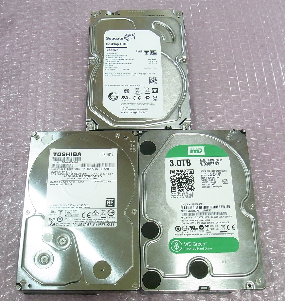B31421 O-08287 3.5インチ HDD 3TB 3個セット 判定正常 Hard 3TB Drive