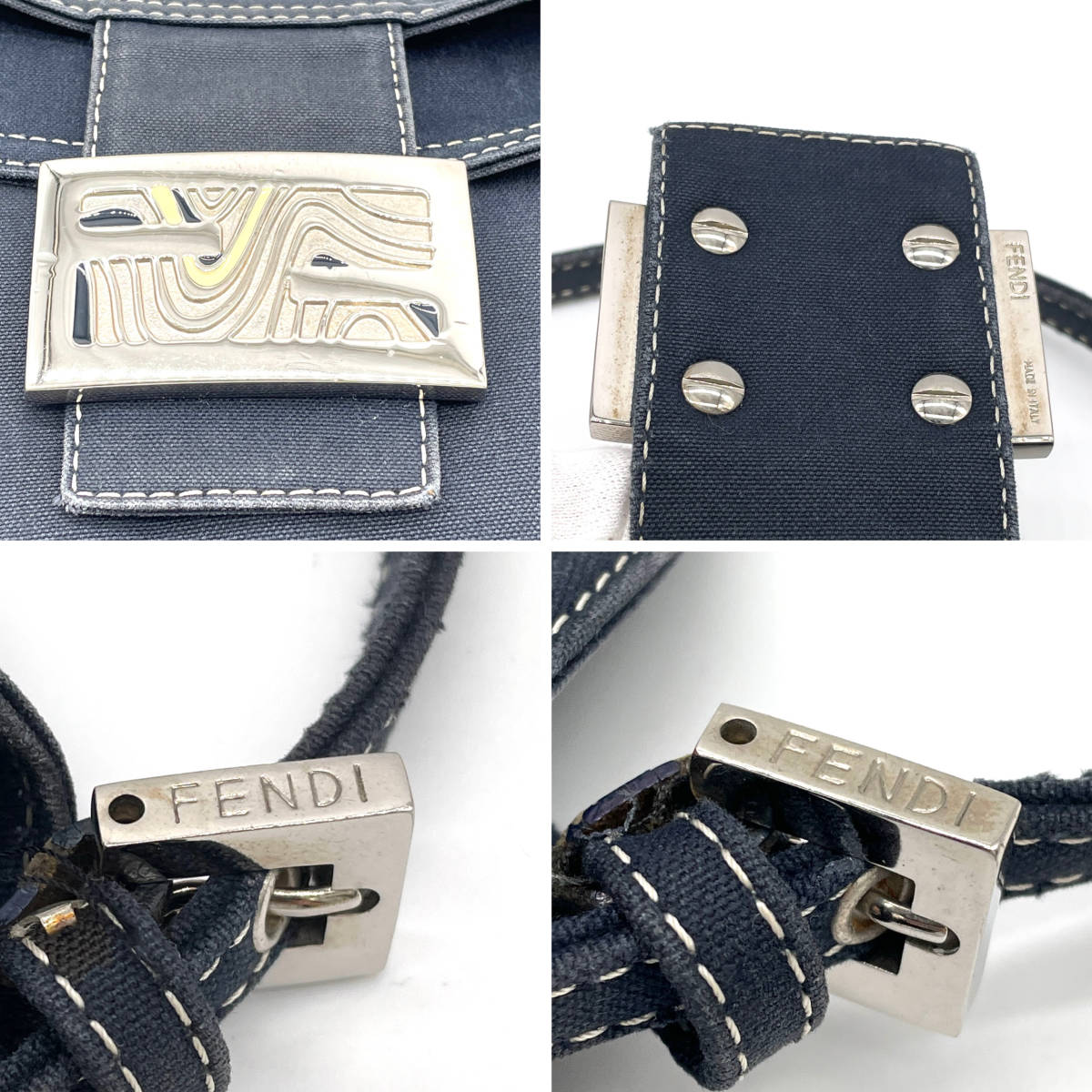1円 FENDI フェンディ ネイビー キャンバス マンマバケット