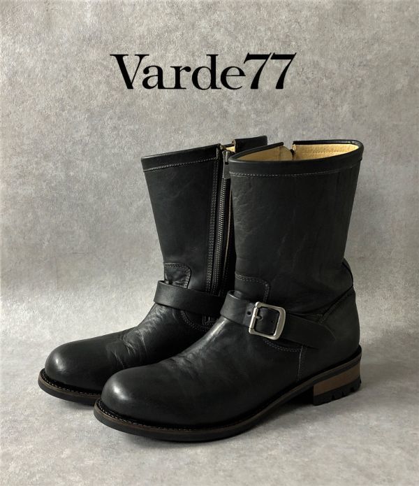 美品○定価5.9万○varde77○職人手染めエイジングレザー エンジニア