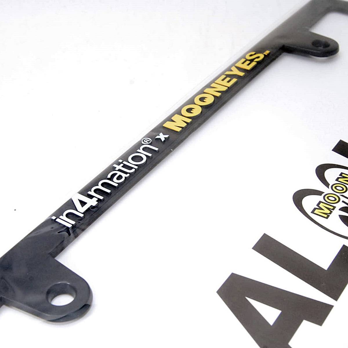 【匿名配送】正規品 ムーンアイズ Raised in4mation x MOONEYES ALOHA ロゴ ライセンスフレーム 2枚セット MG062BKI4F ナンバーフレーム MOONEYES Raised in4mation アイズ ナンバー |