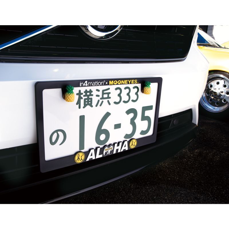 【匿名配送】正規品 ムーンアイズ Raised in4mation x MOONEYES ALOHA ロゴ ライセンスフレーム 2枚セット MG062BKI4F ナンバーフレーム MOONEYES Raised in4mation アイズ ナンバー |