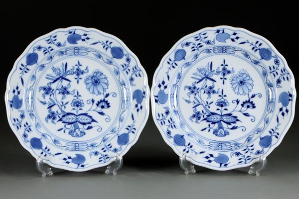 魁】本物保証 MEISSEN マイセン ブルーオニオン プレート 直径18㎝ 2枚 