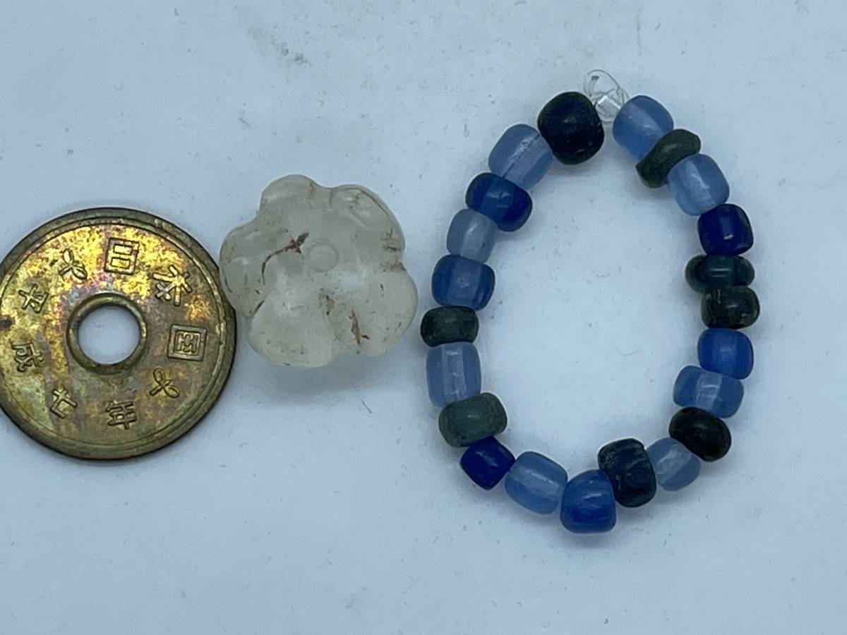 水晶製の蜜柑玉 古代 ガラス玉 古墳時代 勾玉 土器 石器(とんぼ玉