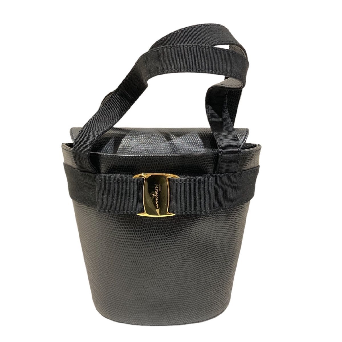 Salvatore Ferragamo フェラガモ ヴァラ リボン リザード型押し 