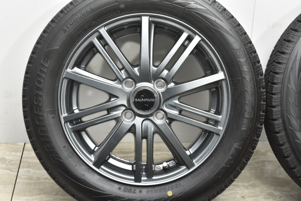 バリ溝 美品】バルミナ 14in 4.5J 45 PCD100 ブリヂストン ブリザック 