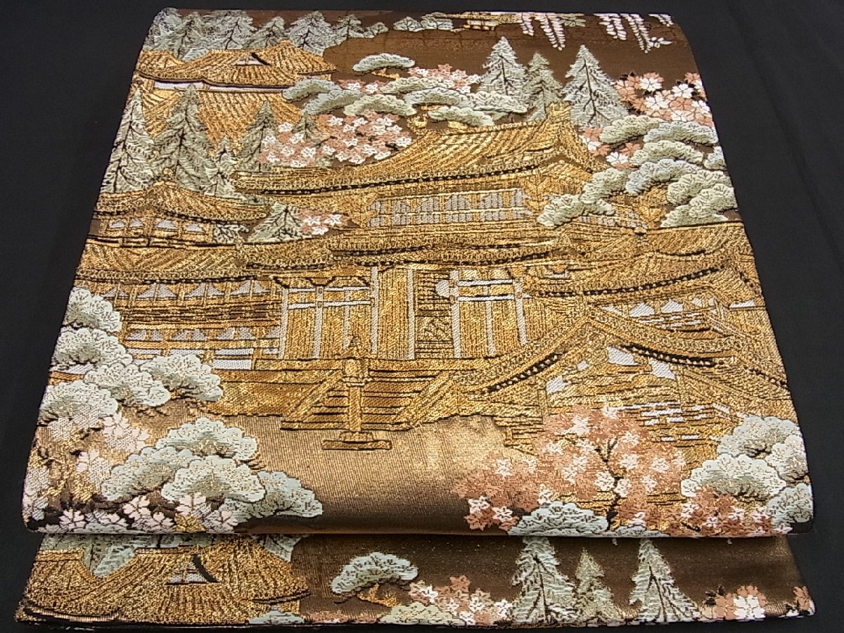  着物屋こころ 六通柄袋帯 京風景文 金彩 正絹 逸品 B-jd4429(仕立て上がり)｜売買されたオークション情報、yahooの商品情報をアーカイブ公開 - オークファン 仕立て上がり