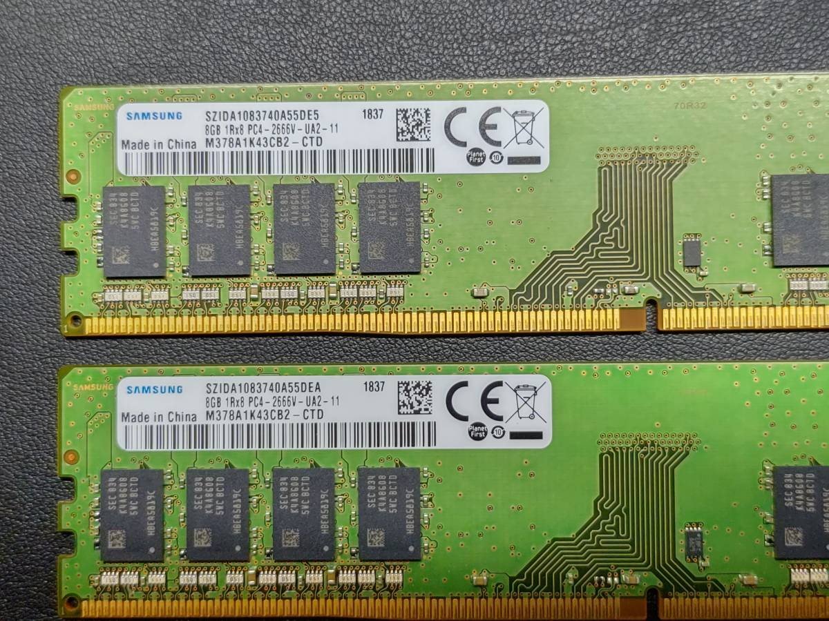 パーツ 008☆SAMSUNG DDR4 PC4-2666V 8GB×2 計16GB 動作品