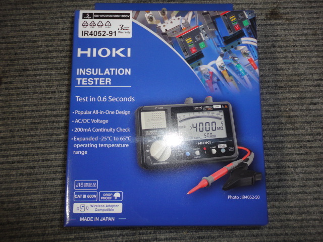 未使用 HIOKI 絶縁抵抗計 IR4052-91 日置電機 INSULATION TESTER 