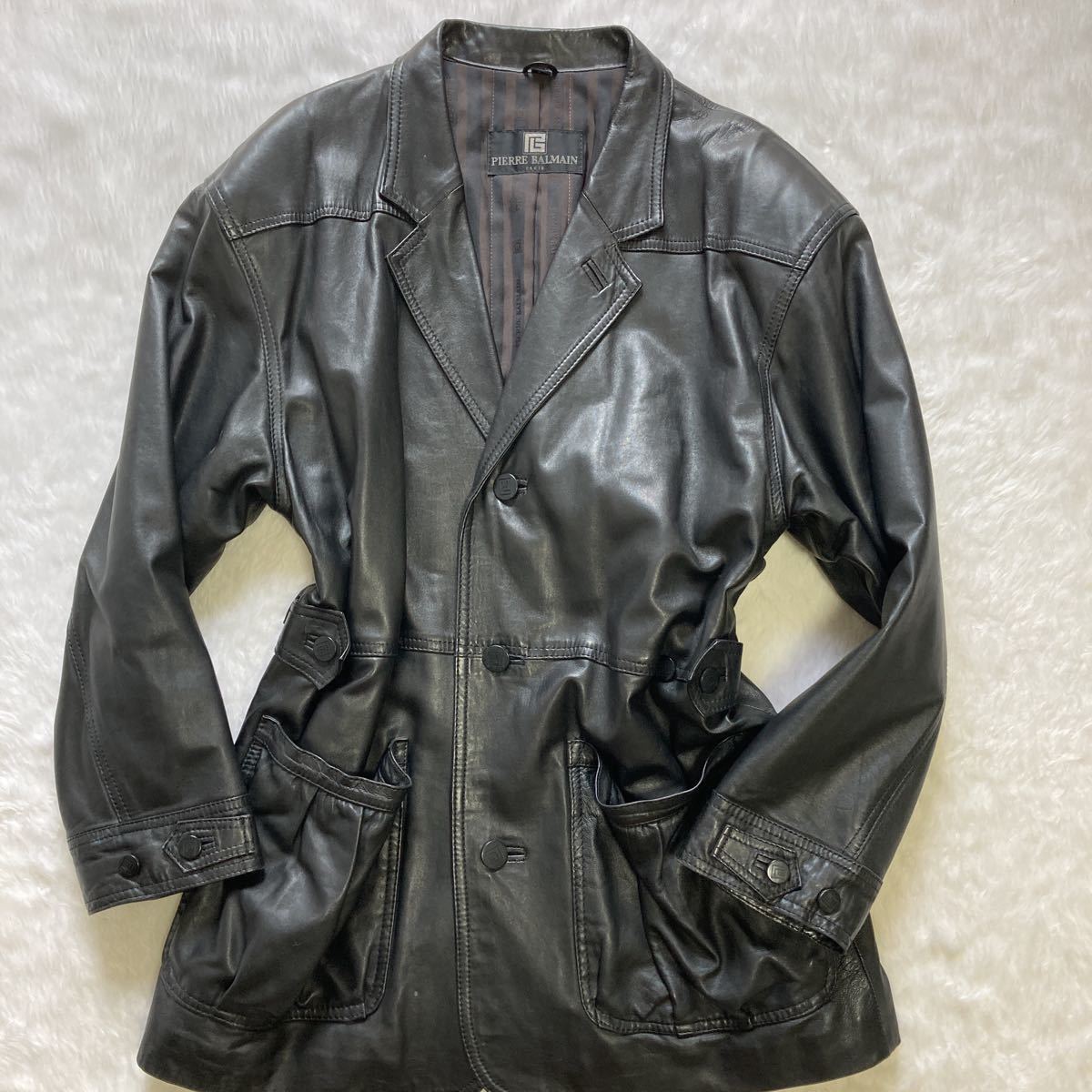 未使用級☆ピエールバルマン『極上ラムレザー』PIERRE BALMAIN レザー 
