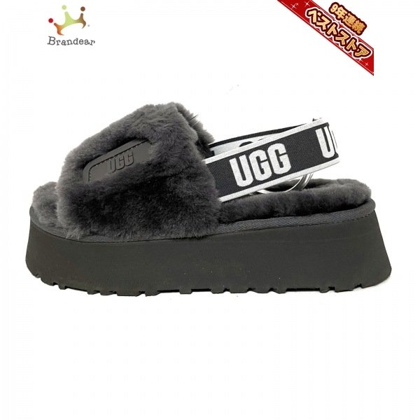 アグ UGG サンダル 23 112258 ディスコ スライド ムートン×化学繊維 ダークグレー×白 レディース 靴