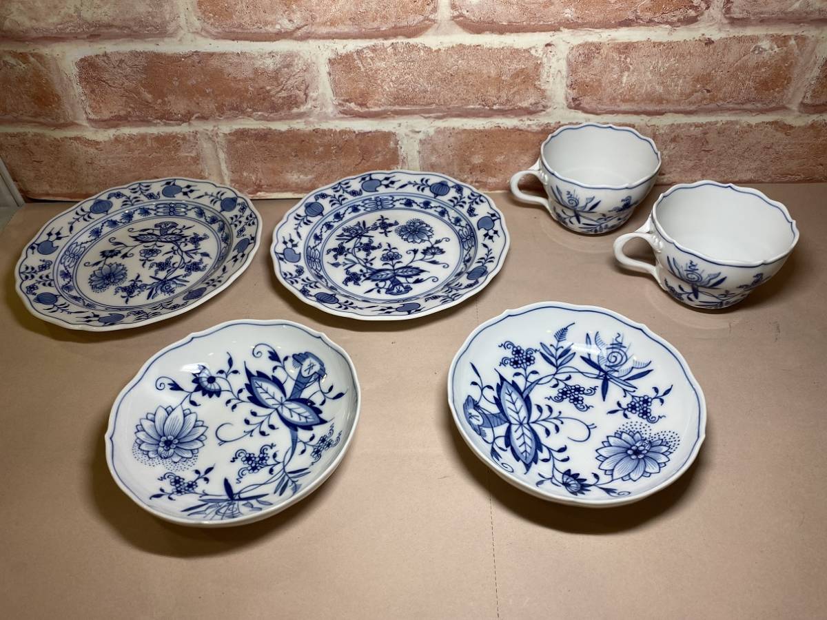 ☆マイセン MEISSEN ブルーオニオン お皿4枚 ティーカップ2枚 ブランド 